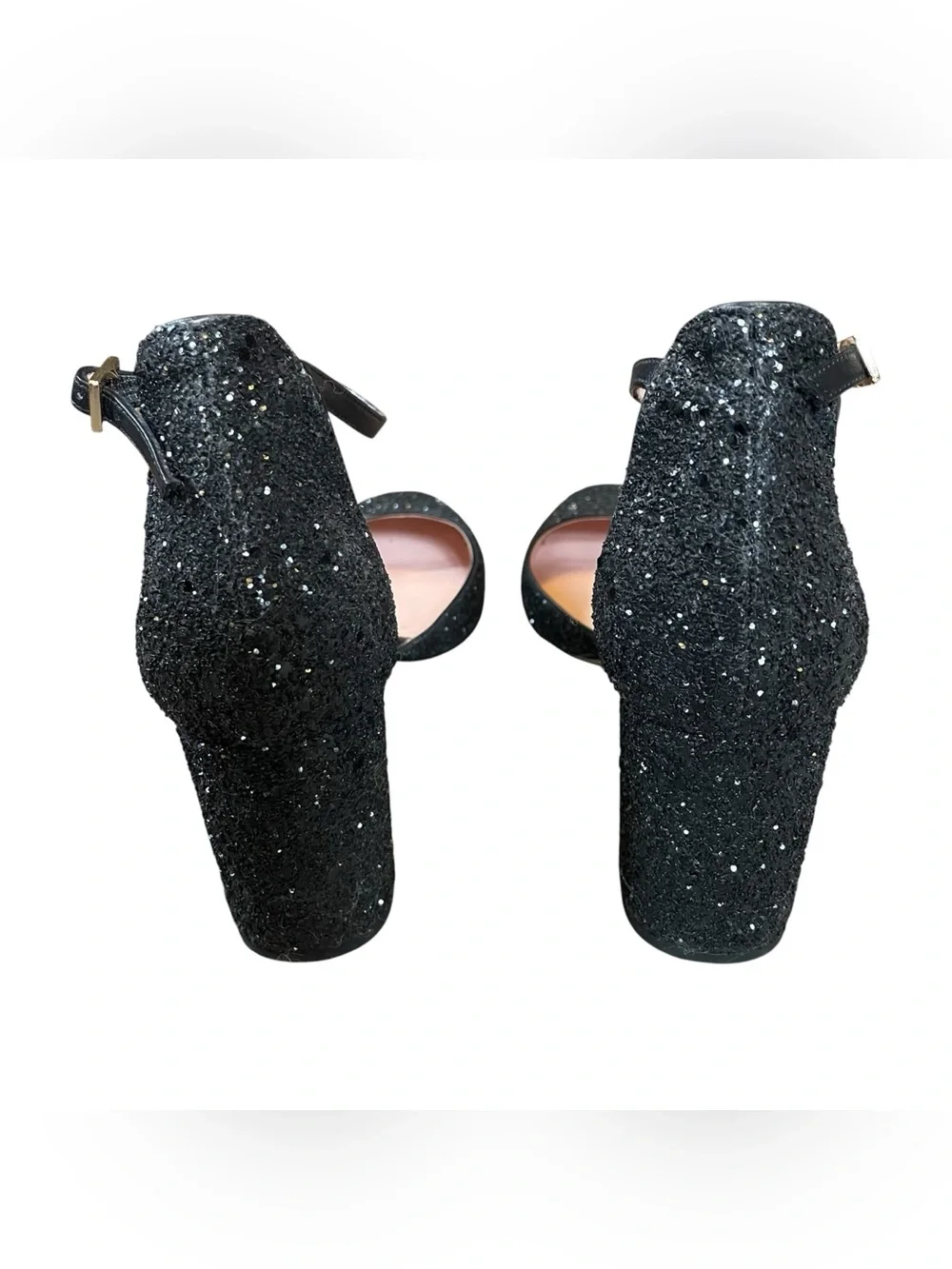 Kate spade abigail pumps black glitter block heel size 9M